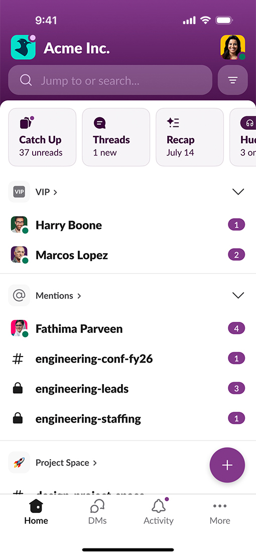 Slack app interface before redesign