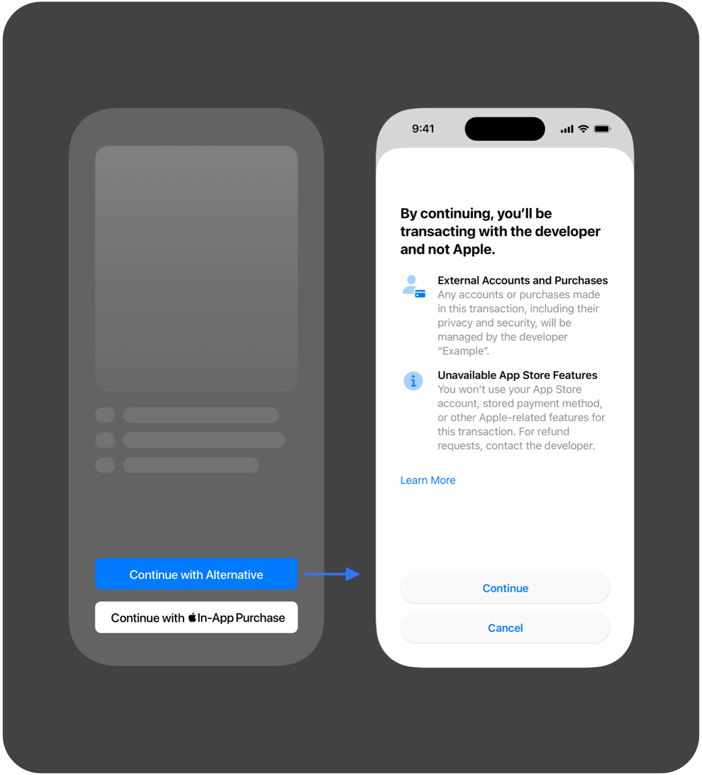 Step 4 of payment flow showing user completing purchase with alternative payment processor